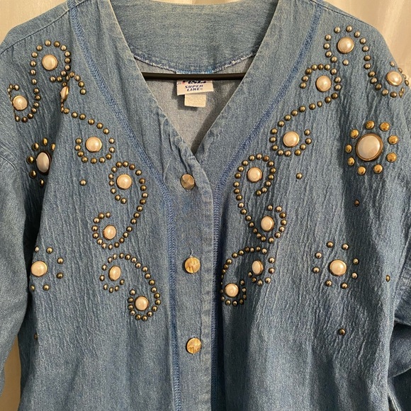 Vtg 90s bedazzled top - Picture 2 of 8